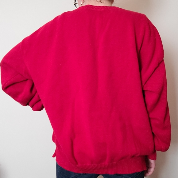 Vintage knit sweater red size XL - Picture 6 of 6